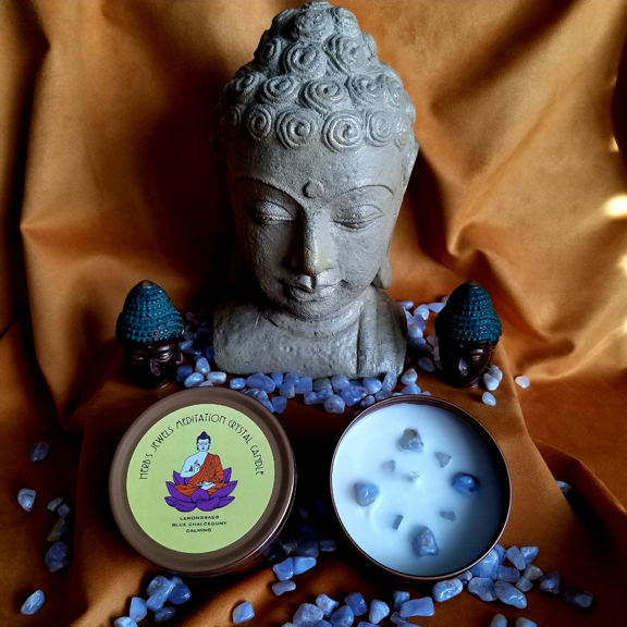 Calming Meditation Crystal Candle